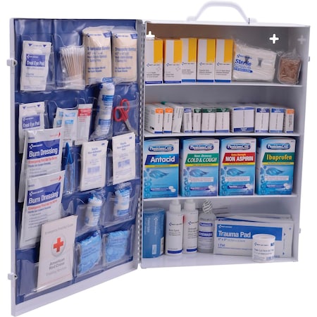 Global Industrial First Aid Kit, 100-150 Person, 2015 ANSI Compliant, 4-Shelf Steel Cabinet 761297A